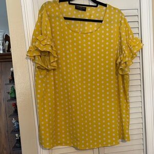 Lane Bryant Yellow Polka Dot Blouse
